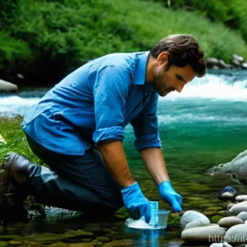 수질환경산업기사 자격증의 활용 사례 - **Prompt:** "A dedicated environmental engineer, appearing to be in their late 20s or early 30s, wit...