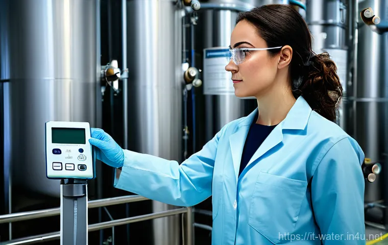 수질환경기사 시험 준비 전략 - Image Prompt 1: Dedicated Environmental Engineer at a Water Treatment Plant**