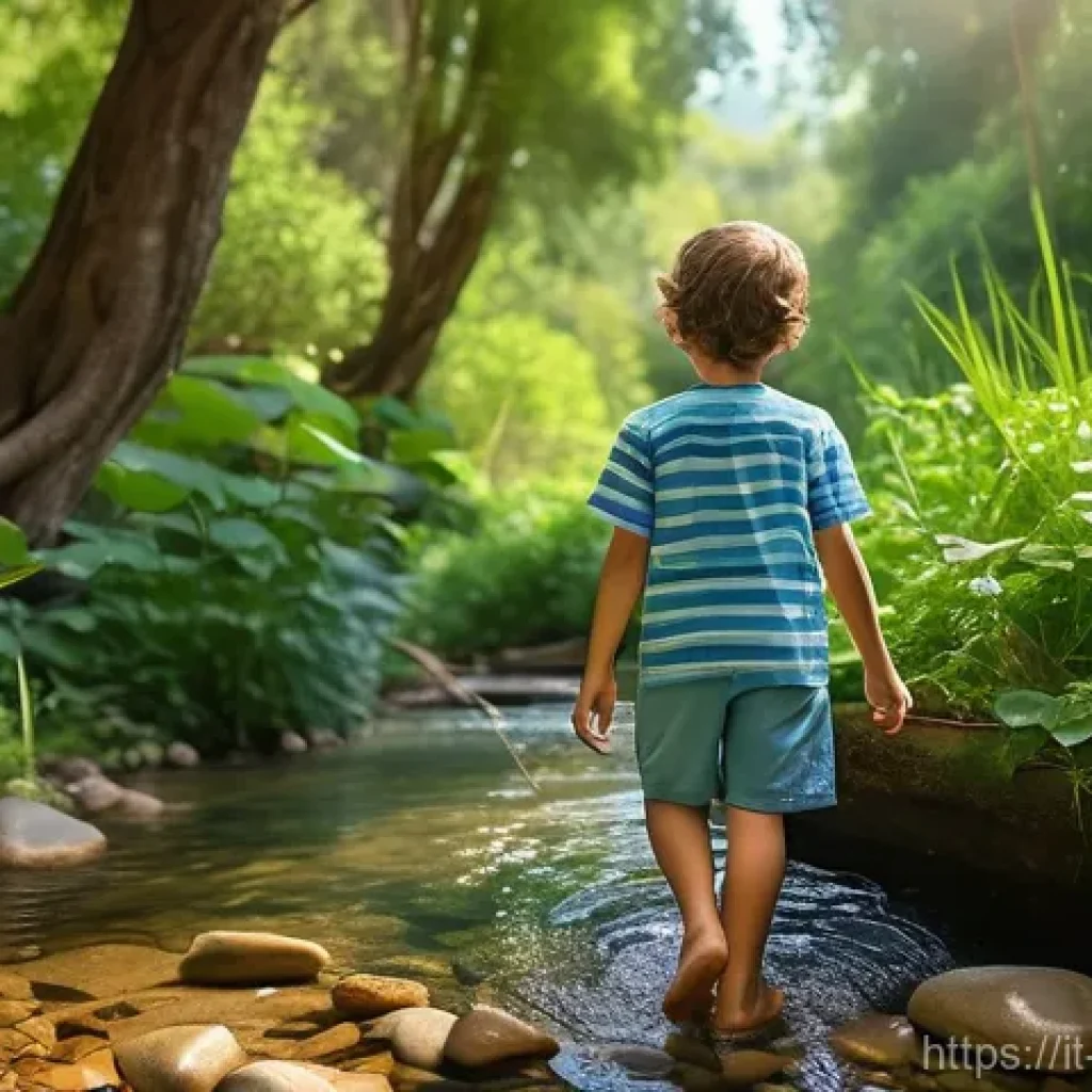 수질환경 산업기사 필기 시험 - **"A vibrant, picturesque scene of a young Italian boy, approximately 8 years old, wearing light blu...