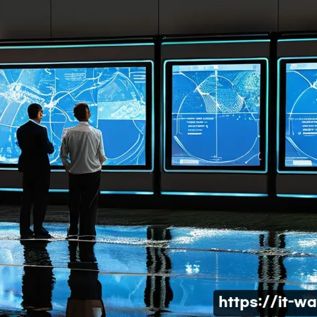 수질환경 기사 자격증과 직업 안정성 - **Prompt:** A futuristic, gleaming water treatment and distribution facility at sunset, integrated s...