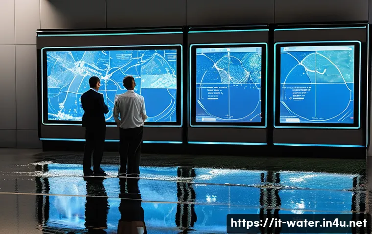 수질환경 기사 자격증과 직업 안정성 - **Prompt:** A futuristic, gleaming water treatment and distribution facility at sunset, integrated s...