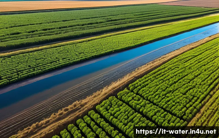 수질환경 공학 문제 해결 사례 - **Sustainable Italian Agriculture with Reclaimed Water:** An aerial shot showcasing a vibrant, expan...