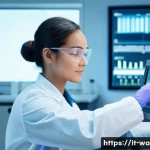 Home 17 수질환경과 진로 선택 가이드 - A modern environmental water quality laboratory scene featuring a skilled female technician in profe...