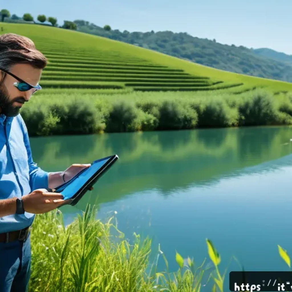 수질환경 분야 전문 서적 추천 - A high-tech environmental scientist operating a drone equipped with multispectral cameras over a cle...