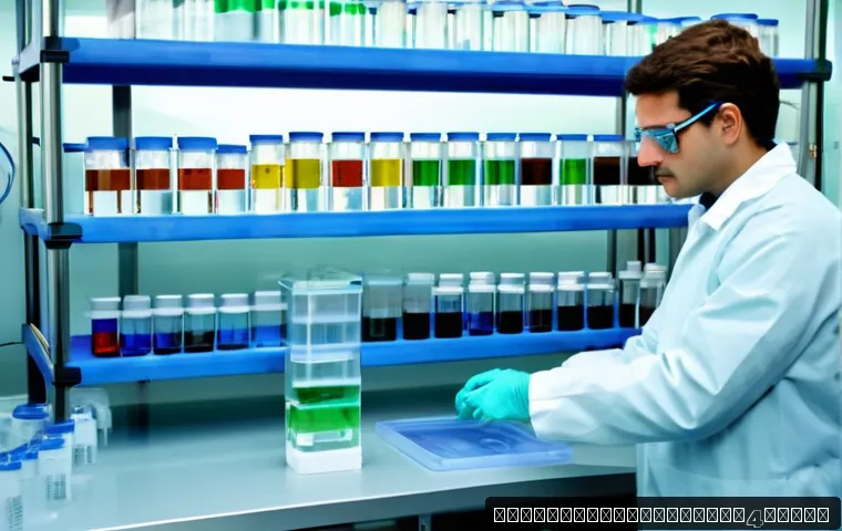 수질환경공학 학습 커리큘럼 - A detailed scientific laboratory scene focused on water quality analysis, featuring a professional e...