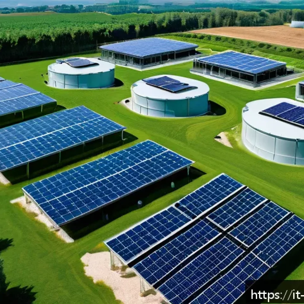 수질환경 분야 최신 취업 트렌드 - A modern water treatment facility in Italy featuring advanced green technologies: solar panels on ro...