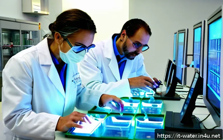 수질환경 전문가가 되는 법 - A modern water quality laboratory scene inside an Italian environmental research center, featuring s...