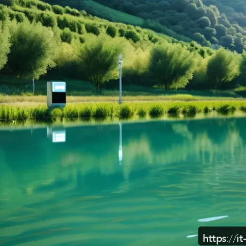 Home 32 수질환경 관련 워크샵 후기 - A high-tech river basin scene in Italy featuring a network of advanced smart water quality sensors i...