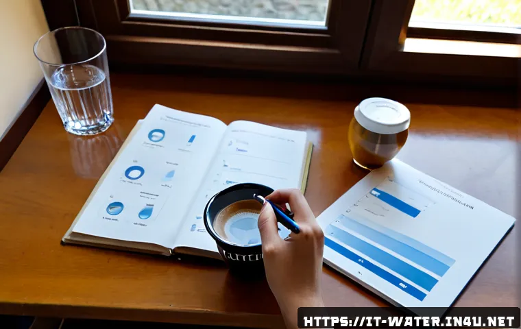 수질환경 필기시험 대비 자료 - Photorealistic Italian environmental science student preparing for a water quality written exam at a...
